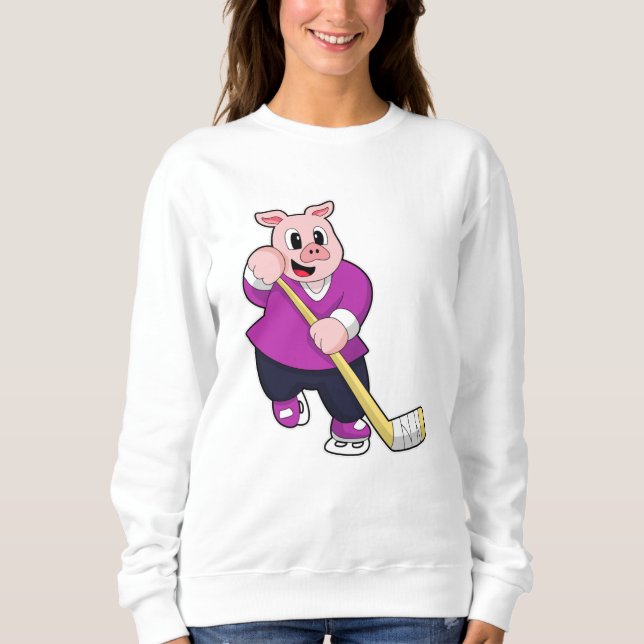 Eishockey mit Eishockeyschläger Sweatshirt (Vorderseite)