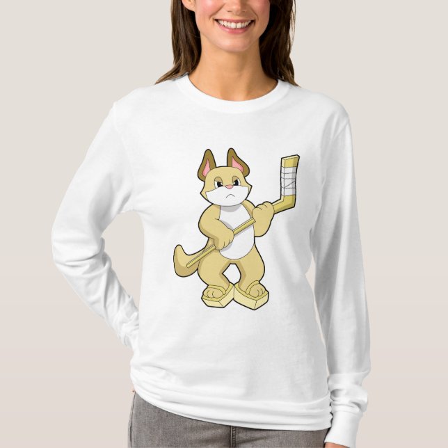 Eishockey mit Eishockeyschläger T-Shirt (Vorderseite)