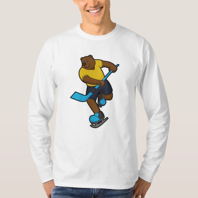 Eishockey mit Eishockeystick T-Shirt (Vorderseite)