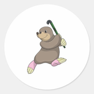 Eishockey mit Hockeyschläger Runder Aufkleber