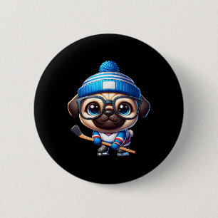 Eishockey-Mops entzückender Begleiter Button