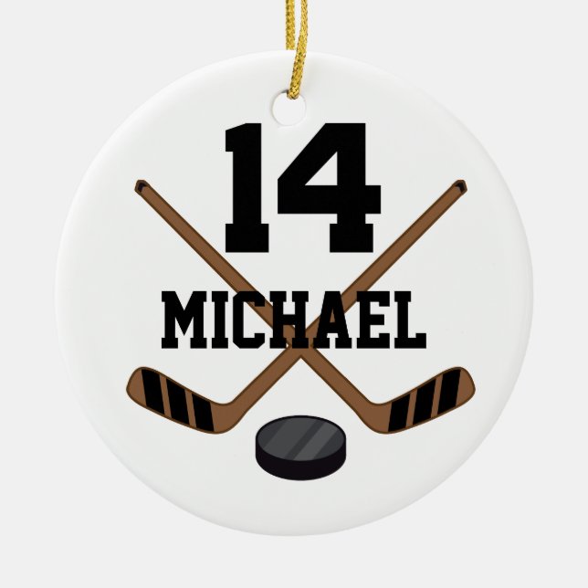 Eishockey Nummer 14 Personalisierte Ornament (Vorne)