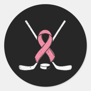 Eishockey Pink Ribbon Brustkrebs-Bewusstseinsspo Runder Aufkleber