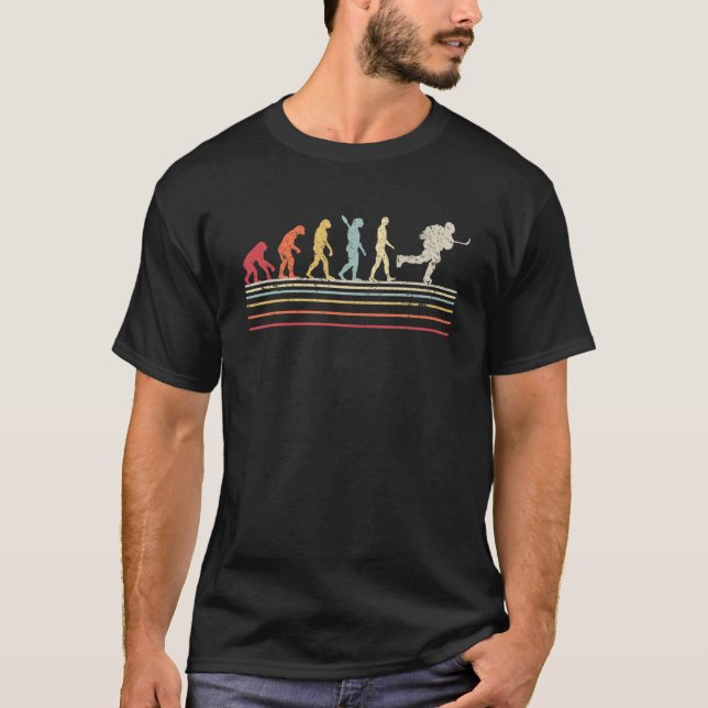 Eishockey. Retro-Evolution für den Hockey-Spieler T-Shirt (Vorderseite)
