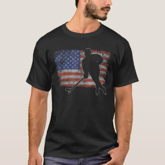 Eishockey Retro USA Flaggenhockey 4. Juli Eishocke T-Shirt
