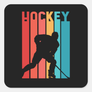 Eishockey Retro Vintage Silhouette Quadratischer Aufkleber