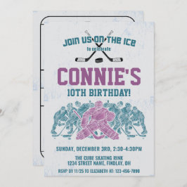 Eishockey-Rink Geburtstagsparty, Lila jedes Alter Einladung