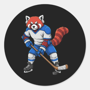 Eishockey Roter Panda Sportler Tier  Runder Aufkleber
