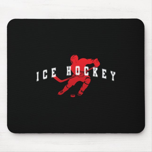 Eishockey Roter Team Spieler Varsity Text  Mousepad (Vorne)