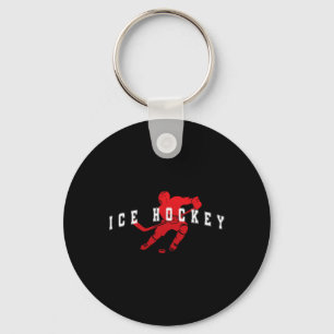 Eishockey Roter Team Spieler Varsity Text Schlüsselanhänger