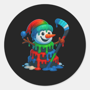 Eishockey Schneemann Weihnachten Eiscreme tropft W Runder Aufkleber