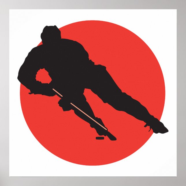 Eishockey-Silhouette Rotkreisdesign Poster (Vorne)