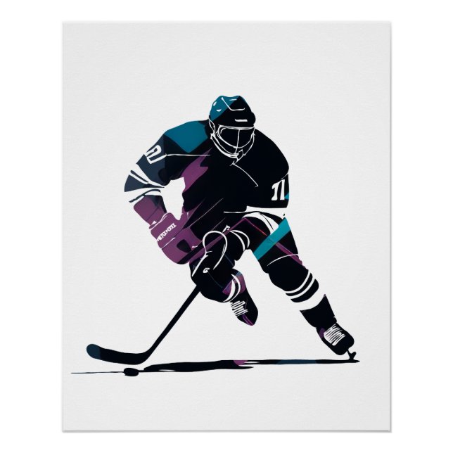 Eishockey-Silhouette Sport Challenge Style Poster (Vorderseite)
