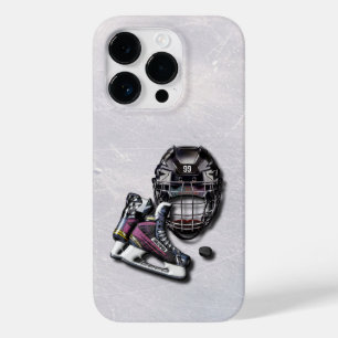Eishockey-Skate Helmet Puck mit Name und Anzahl Case-Mate iPhone 14 Pro Hülle