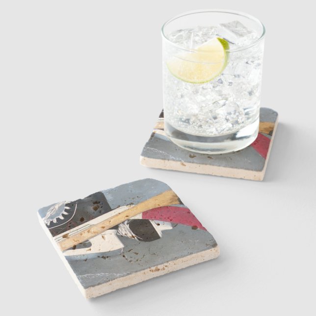 Eishockey-Skate Sportfotografie Steinuntersetzer (Seitenansicht)