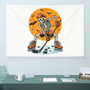 Eishockey-Skelett Grusel-Halloween Banner