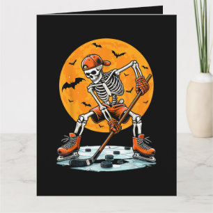 Eishockey-Skelett Grusel-Halloween Karte