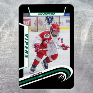 Eishockey-Spieler behalten den lebendigen grünen S Magnet
