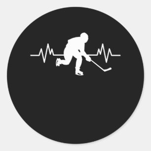 Eishockey-Spieler-Heartbeat Funny Sports-Geschenk Runder Aufkleber