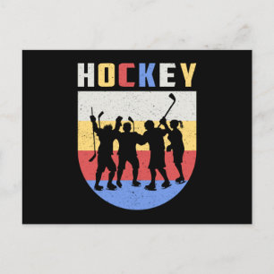 Eishockey Spieler Stick Team Puck Retro Funny Gesc Postkarte