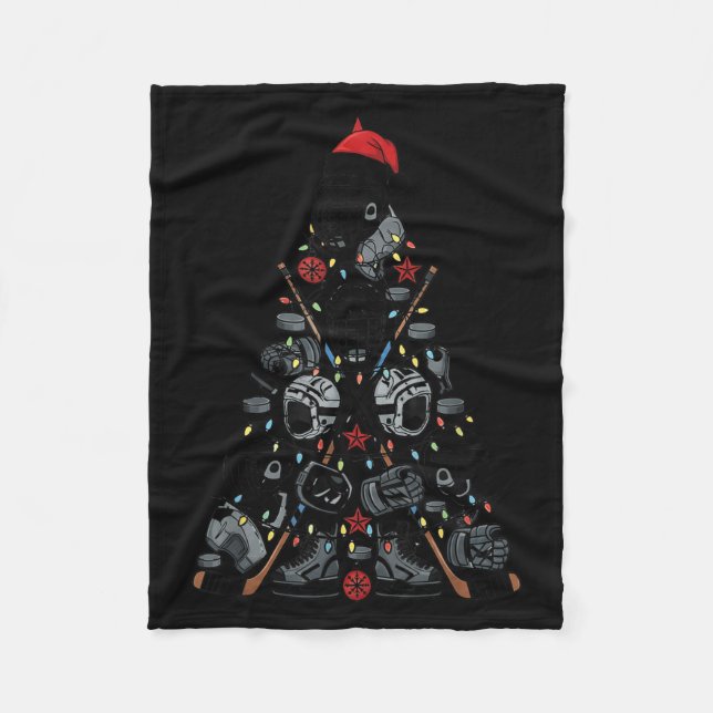 Eishockey Spieler Weihnachtsbaum Xmas Funny Boys K Fleecedecke (Vorderseite)