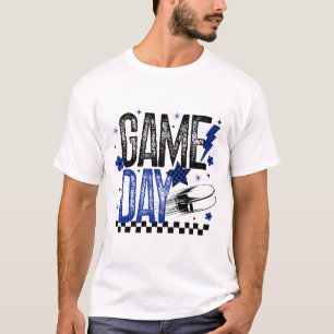 Eishockey-Spieltag Hockey-Mama Retro Blau Und Schw T-Shirt