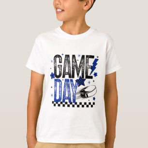 Eishockey-Spieltag Hockey-Mama Retro Blau Und Schw T-Shirt