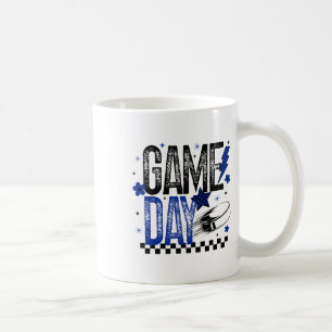 Eishockey-Spieltag Hockey-Mom Retro Blau Und Schwa Kaffeetasse
