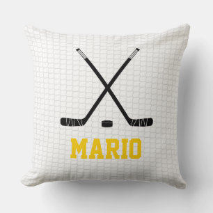Eishockey Sticks Puck Net NAME Sport Team Spaß Kissen