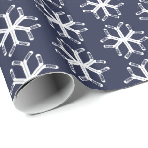 Eishockey Sticks Snowflake Muster Geschenkwrake Geschenkpapier