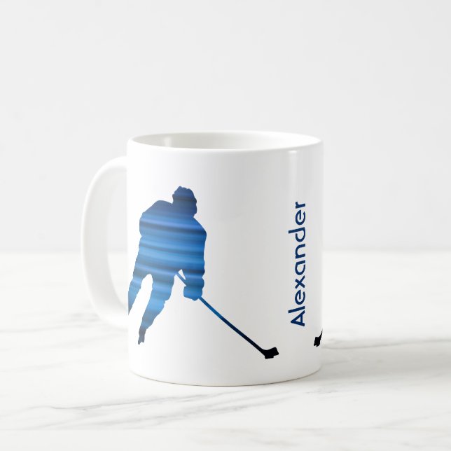 Eishockey-Tasse Silhouette blau Kaffeetasse (Vorderseite Links)