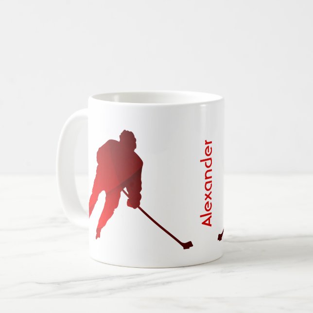 Eishockey Tasse Silhouette Rot (Vorderseite Links)