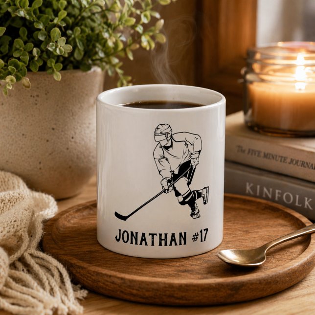 Eishockey Team Player Monogram Kaffeetasse (Von Creator hochgeladen)