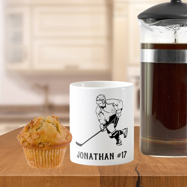 Eishockey Team Player Monogram Kaffeetasse (Also available with goalie design. )