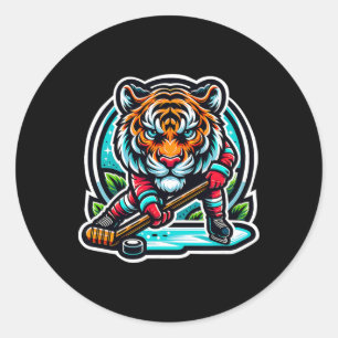 Eishockey-Tiger entfessle dein Gebrüll Runder Aufkleber