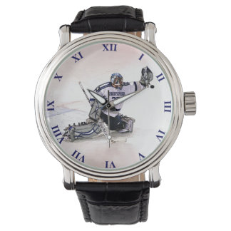 Eishockey-Torhüter mit Zeichnend Namen Armbanduhr