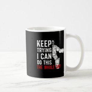 Eishockey-Torwart beim Weitermachen Kaffeetasse