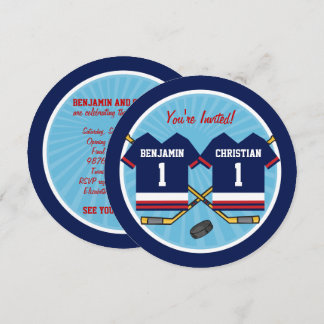 Eishockey-Twins Jersey 1. Geburtstags-Party Einladung