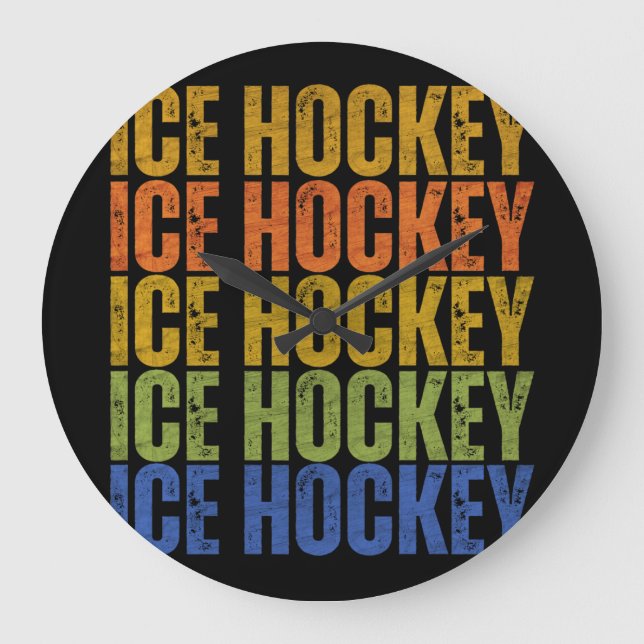 Eishockey-Typografie Große Wanduhr (Vorderseite)