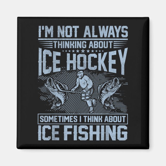 Eishockey und Eisfischen Spaß Fischer Magnet (Vorne)