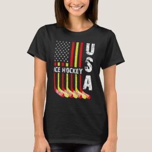 Eishockey USA Vintage Amerikanische Flagge T-Shirt