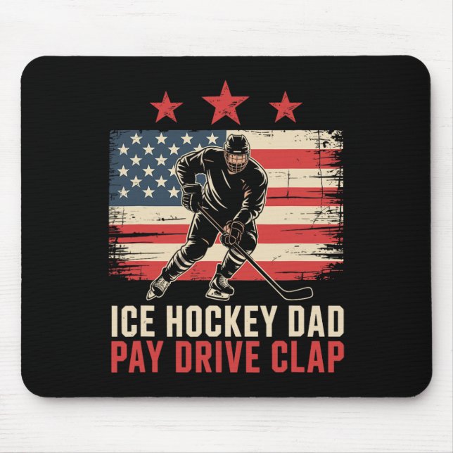 Eishockey Vater Papa Zahlen Fahrt Klatschen  Mousepad (Vorne)