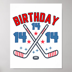 Eishockey Vierzehn Geburtstag Junge 14. Party Jung Poster