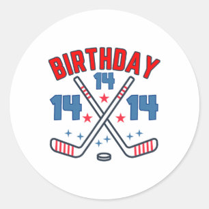 Eishockey Vierzehn Geburtstag Junge 14. Party Jung Runder Aufkleber