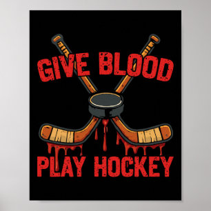 Eishockey Vintage Blut spenden Eishockey spielen Poster
