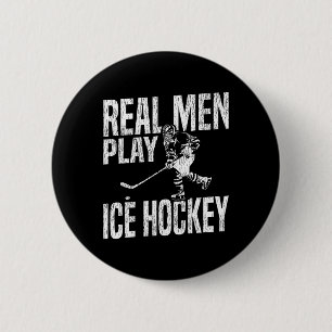 Eishockey Vintage Echte Männer spielen Eishockey Button