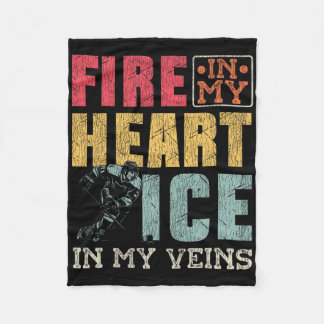 Eishockey Vintage Feuer In Meinem Herzen Eis In Me Fleecedecke