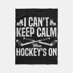 Eishockey Vintage Ich kann nicht ruhig bleiben, we Fleecedecke