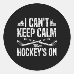 Eishockey Vintage Ich kann nicht ruhig bleiben, we Runder Aufkleber