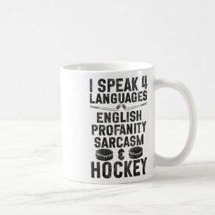 Eishockey Vintage Ich spreche 4 Sprachen Englisch Kaffeetasse